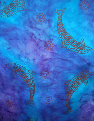 Long Silk Scarves painted over Blue Water Dreaming Aboriginal designs