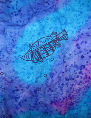 Silk Shawls painted over Blue Water Dreaming Aboriginal designs