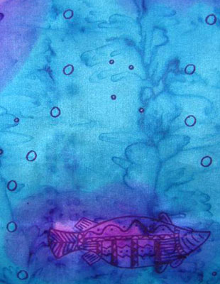 Silk Shawls painted over Blue Water Dreaming Aboriginal designs