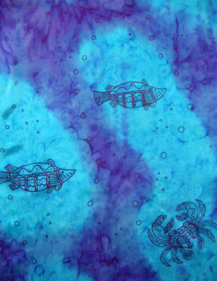Silk Shawls painted over Blue Water Dreaming Aboriginal designs