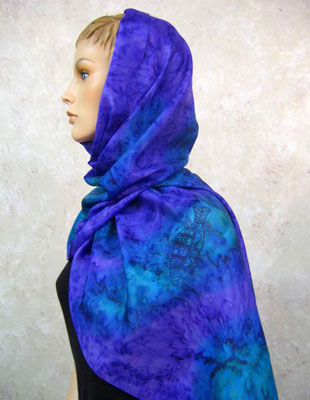 Silk Shawls painted over Blue Water Dreaming Aboriginal designs