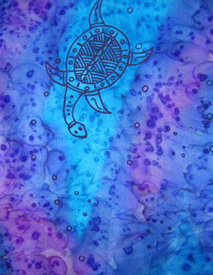 Silk Shawls painted over Blue Water Dreaming Aboriginal designs