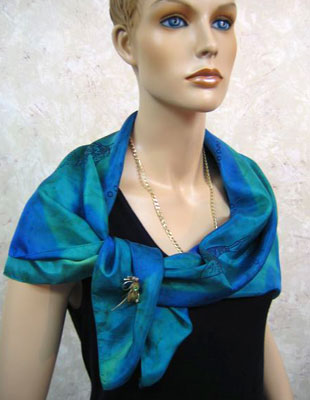 Square Silk Scarves painted over Blue Water Dreaming Aboriginal designs