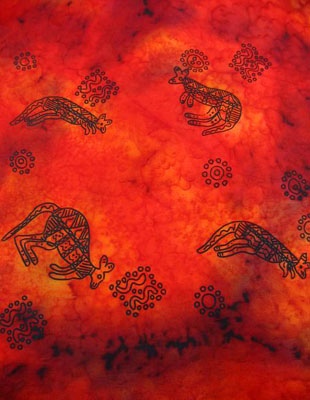 Long Silk Scarves painted over Inland Aboriginal designs