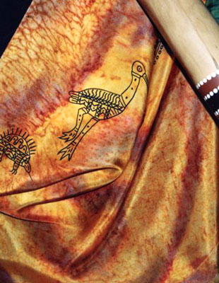 Pure Silk Shawls painted over Inland Aboriginal designs