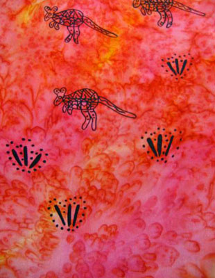 Pure Silk Shawls painted over Inland Aboriginal designs