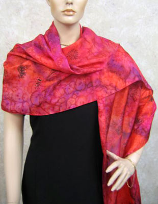 Pure Silk Shawls painted over Inland Aboriginal designs