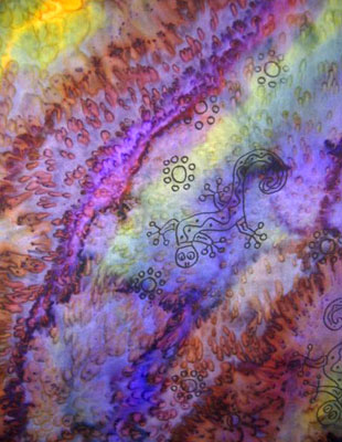 Pure Silk Shawls painted over Inland Aboriginal designs