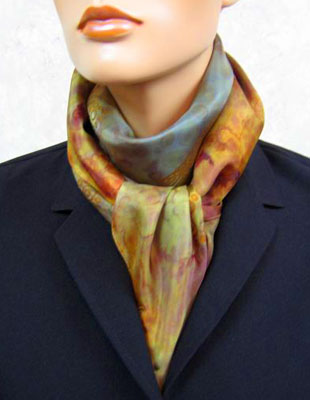 Square Silk Scarves painted over Inland Aboriginal designs