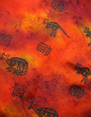 Square Silk Scarves painted over Inland Aboriginal designs