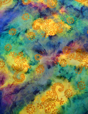 Square Silk Scarves painted over Inland Aboriginal designs