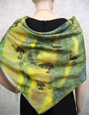 Square Silk Scarves painted over Inland Aboriginal designs
