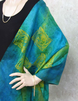 Pure Silk Shawls hand painted over Celtic designs