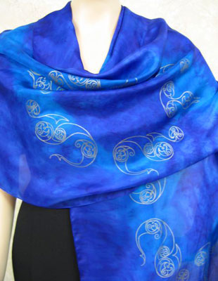 Pure Silk Shawls hand painted over Celtic designs