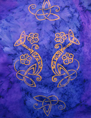 Square Silk Scarves painted over Celtic designs