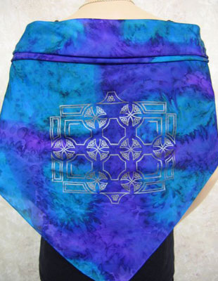 Square Silk Scarves painted over Celtic designs