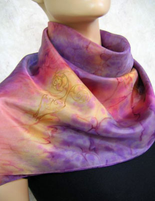 Square Silk Scarves painted over Celtic designs