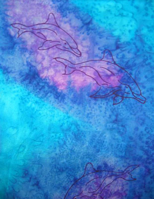 Silk Shawls painted over Dolphin designs