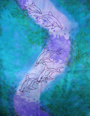 Silk Shawls painted over Dolphin designs