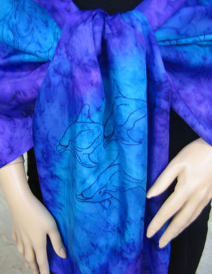 Silk Shawls painted over Dolphin designs
