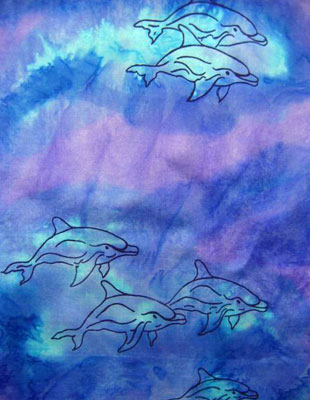 Square Silk Scarves painted over Dolphin designs