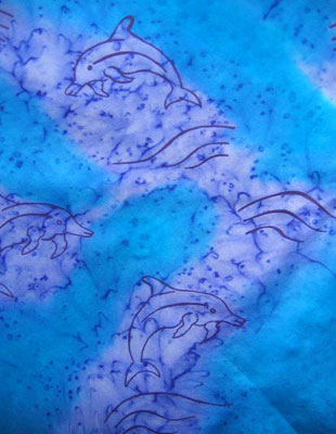 Square Silk Scarves painted over Dolphin designs