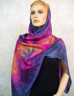 Pure Silk Shawls with Australian Flowering Gum designs
