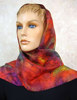 Long Silk Scarves with Australian Gum Leaf designs