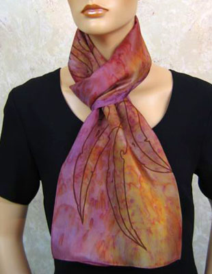Long Silk Scarves with Australian Gum Leaf designs