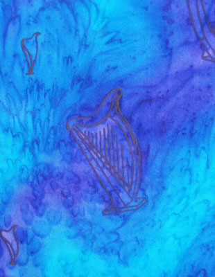 Long Silk Scarves painted over Harp designs