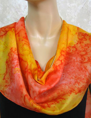 Long Silk Scarves painted over Harp designs