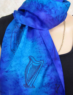 Long Silk Scarves painted over Harp designs