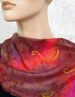 Long Silk Scarves painted over Harp designs