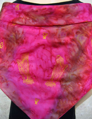 Square Silk Scarves painted over Harp designs