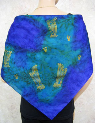 Square Silk Scarves painted over Harp designs