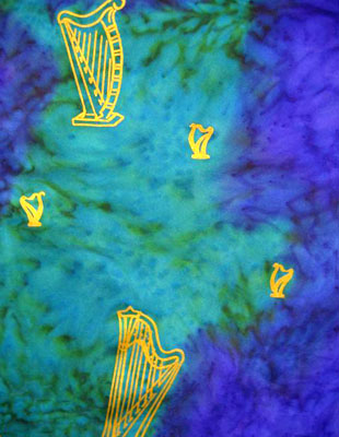 Square Silk Scarves painted over Harp designs