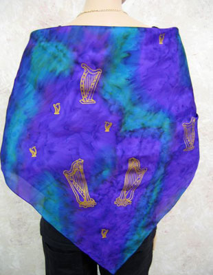 Square Silk Scarves painted over Harp designs