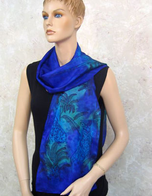 Long Silk Scarves painted over Australian Kangaroo designs