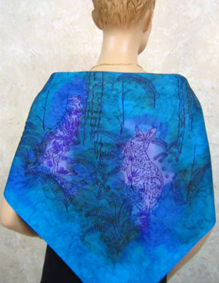 Square Silk Scarves painted over Australian Kangaroo designs