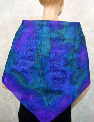 Square Silk Scarves painted over Australian Kangaroo designs