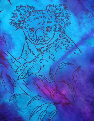 Square Silk Scarves painted over Australian Koala designs