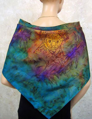 Square Silk Scarves painted over Australian Koala designs