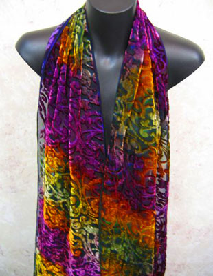 Devore Velvet Scarves in brilliant colours