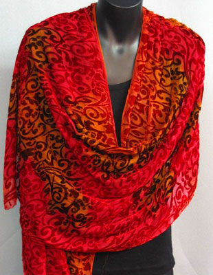 Devore Velvet Shawls in brilliant colours