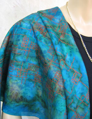 Square Silk Scarves featuring warp and weft designs