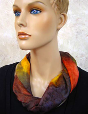 Long Silk Scarves painted in brilliant opal colours