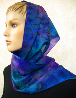 Long Silk Scarves painted in brilliant opal colours
