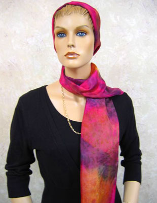 Long Silk Scarves painted in brilliant opal colours
