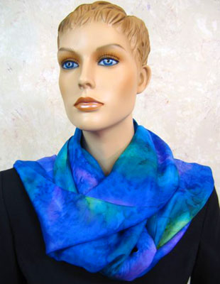 Long Silk Scarves painted in brilliant opal colours