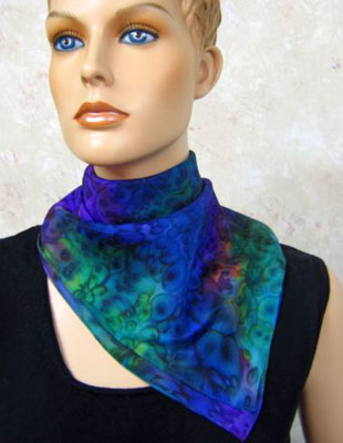Square Silk Scarves painted in brilliant opal colours